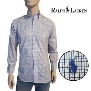 Ralph Lauren Dress Shirt Slim Fit Classic Windowpane Multi Check Plaid 15 32/33